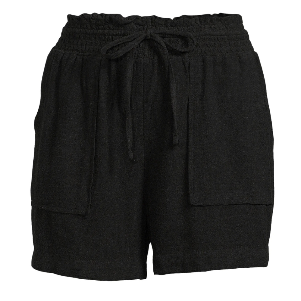 NWOT Time and Tru Linen Blend Shorts, L (12-14), Black
